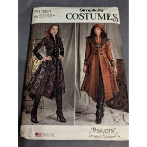 Simplicity Pattern R11851 Cosplay Costume Steampunk Long Coat H5 sz 6-14 UNCUT